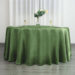 Satin 120" Round Tablecloth Olive Green - Stylish Seamless Table Cover