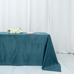 Premium Velvet 90"x132" Rectangle Tablecloth Peacock Teal - Reusable Soft & Seamless Table Cover