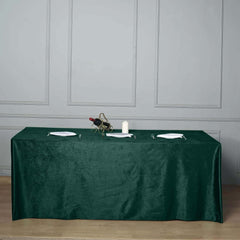 Premium Velvet 90"x156" Rectangle Tablecloth Hunter Emerald Green - Reusable Soft & Seamless Table Cover