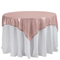 Sequin 60"x60" Table Overlay Square Tablecloth Blush - Luxe Wedding Table Topper