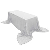 Sequin 90"x156" Rectangle Tablecloth Silver - Seamless Twinkling Table Cover