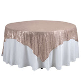 Sequin 90"x90" Table Overlay Square Tablecloth Blush - Sparkly Table Cover