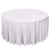 Sequin Dots Polyester Round 120" Tablecloth Shimmering Silver - Wrinkle Free & Sparkling Table Cover