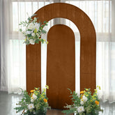 Set of 2 Brown Spandex Fitted Wedding Arch Covers for Round Top and Double Arch Chiara Backdrop Stands - 6ft,8ft