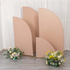 Set of 4 Matte Nude Spandex Half Moon Chiara Backdrop Stand Covers, Custom Fitted Wedding Arch Covers - 2.5ft,5ft,6ft,7ft