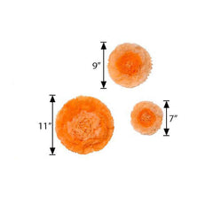 Set of 6 Coral Orange Carnation 3D Paper Flowers Wall Decor - 7",9",11"