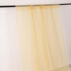 5ftx32ft Champagne Chiffon Curtain Panel, Durable Flame Resistant Backdrop Ceiling Drapery With Rod Pocket