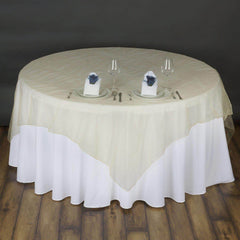 Organza 72"x72" Table Overlay Square Tablecloth Champagne - Sheer Table Cover