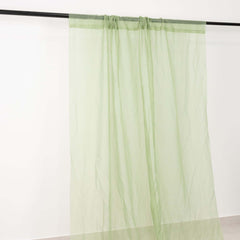 5ftx32ft Sage Green Chiffon Curtain Panel, Durable Flame Resistant Backdrop Ceiling Drapery With Rod Pocket