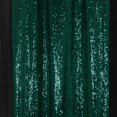 2 Pack Hunter Emerald Green Sequin Event Curtain Drapes with Rod Pockets, Seamless Backdrop Event Panels - 8ftx2ft