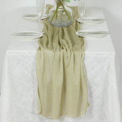 Glitter Gauze 27"x120" Table Runner Champagne - Sparkling Reusable Sheer Table Linen