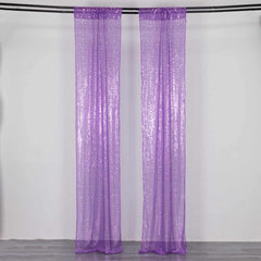 2 Pack Purple Sequin Event Curtain Drapes with Rod Pockets, Seamless Backdrop Event Panels - 8ftx2ft