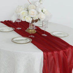 Glitter Gauze 27"x120" Table Runner Red - Sparkling Reusable Sheer Table Linen