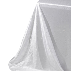 Scuba Rectangular Tablecloth 90"×132" White with Rhinestone Accents – Seamless, Wrinkle-Free, Stain-Resistant Event Linen