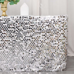 Payette Sequin 21ft Table Skirt Silver - Dual Layered Satin Table Cover