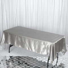 Satin Rectangular 60"x102" Tablecloth Silver - Smooth and Lustrous Table Cover