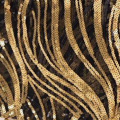Sequin Mesh 20"x20" Napkin Black Gold - Wave Embroidered Reusable Napkin