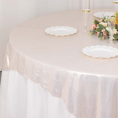 Polyester 72"x72" Table Overlay Square Tablecloth Beige - Sequin Dots Wrinkle-Free Table Cover