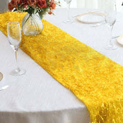 Metallic Tinsel Polyester 12"x108" Table Runner Gold - Shimmery Fringe Shag Event Table Decor