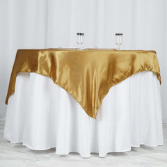 Satin 60"x60" Table Overlay Square Tablecloth Gold - Smooth Silky Touch Table Cover for Sophisticated Events