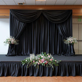 Portable Stage Skirt Black Polyester Platform Skirting Cloth for Events, Performances & Wedding Staging - 24"x20ft