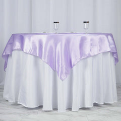Satin 60"x60" Table Overlay Square Tablecloth Lavender Lilac - Smooth Silky Touch Table Cover