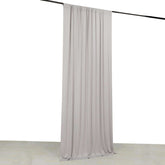 Silver 4-Way Stretch Spandex Event Curtain Drapes, Wrinkle Free Backdrop Event Panel with Rod Pockets - 5ftx10ft