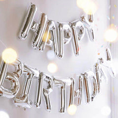 35" Silver Letter and Number Balloons, Metallic Mylar Foil Helium Air Balloons