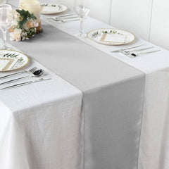Polyester 12"x108" Table Runner Silver - Durable & Wrinkle-Resistant Table Decor