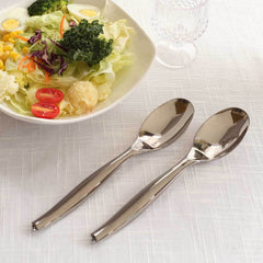 10-Pack Plastic Serving Spoons Silver for Buffet & Party Tables 10"