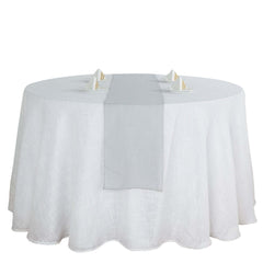 Faux Linen 12"x108" Table Runner Silver - Slubby Textured & Wrinkle Resistant Table Decor