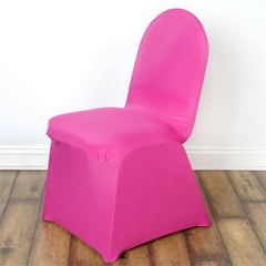 10 Pack Spandex Chair Covers for Banquet Chairs Fuchsia - Durable Reusable Stretch Slip-On Covers