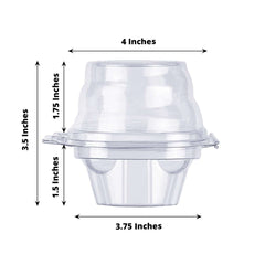 25-Pack Plastic Cupcake Container Boxes Clear - Single Clamshell-Packaging with Stackable Dome Lid for Events & Bakeries 4"