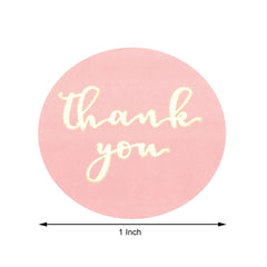 500Pcs 1" Thank You Gold Foil Text On Pink Stickers Roll Décor, Labels and Seals For DIY Envelope - Round