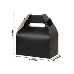25 Pack Candy Gift Tote Gable Boxes, Matte Black Party Favor Treat Boxes - 6"x3.5"x7"