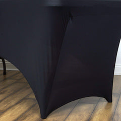 Stretch Spandex 48"x30" Rectangle Tablecloth Black - Durable Form-Fitting Table Cover
