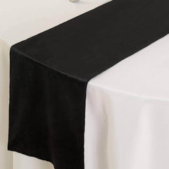 Premium Velvet 12"x108" Table Runner Black - Sheen Finish Reusable Table Decor