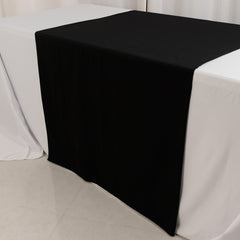 Scuba Polyester 36"x72" Wide Table Runner Black - Wrinkle-Free Trade Show Table Linen