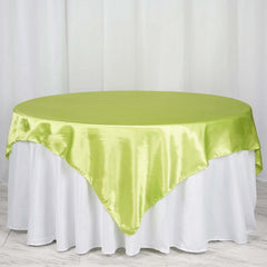 Satin 72"x72" Table Overlay Square Tablecloth Apple Green - Smooth Finish Table Cover