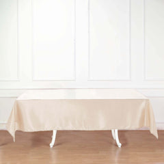 Satin Rectangular 60"x102" Tablecloth Beige - Smooth and Lustrous Table Cover