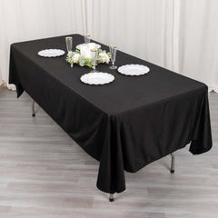 Scuba Rectangular 60"x102" Tablecloth Black - Wrinkle Free & Stain Resistant Table Cover for Weddings and Banquets