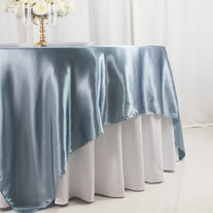 Satin 90"x90" Table Overlay Square Tablecloth Dusty Blue - Smooth Finish Table Topper