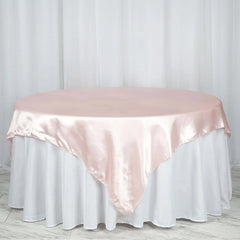 Satin 72"x72" Table Overlay Square Tablecloth Blush - Smooth Finish Table Cover