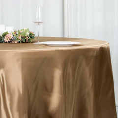 Satin 108" Round Tablecloth Taupe - Smooth and Lustrous Table Cover