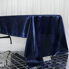 Satin Rectangular 60"x126" Tablecloth Navy Blue - Smooth and Lustrous Table Cover