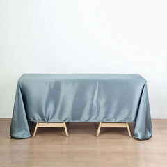 Satin Rectangular 60"x126" Tablecloth Dusty Blue - Smooth and Lustrous Table Cover