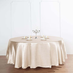 Satin 108" Round Tablecloth Beige - Smooth and Lustrous Table Cover