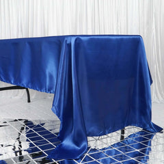 Satin Rectangular 60"x126" Tablecloth Royal Blue - Smooth and Lustrous Table Cover