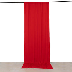 Red 4-Way Stretch Spandex Event Curtain Drapes, Wrinkle Free Backdrop Event Panel with Rod Pockets - 5ftx12ft