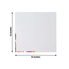 50-Pack Paper Beverage Napkins with Gold Foil Edge White - Disposable 2 Ply Cocktail Napkins for Events 6.5"x6.5"